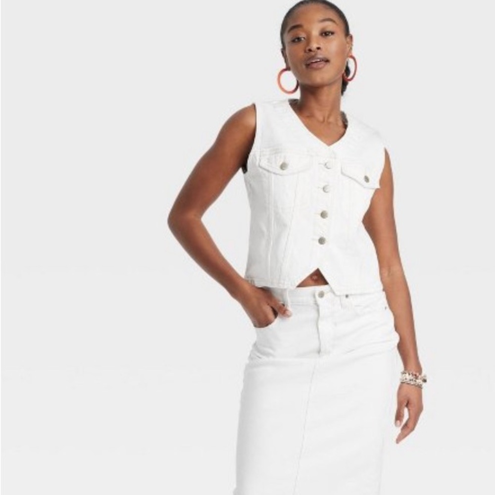 Button-Front Denim Vest